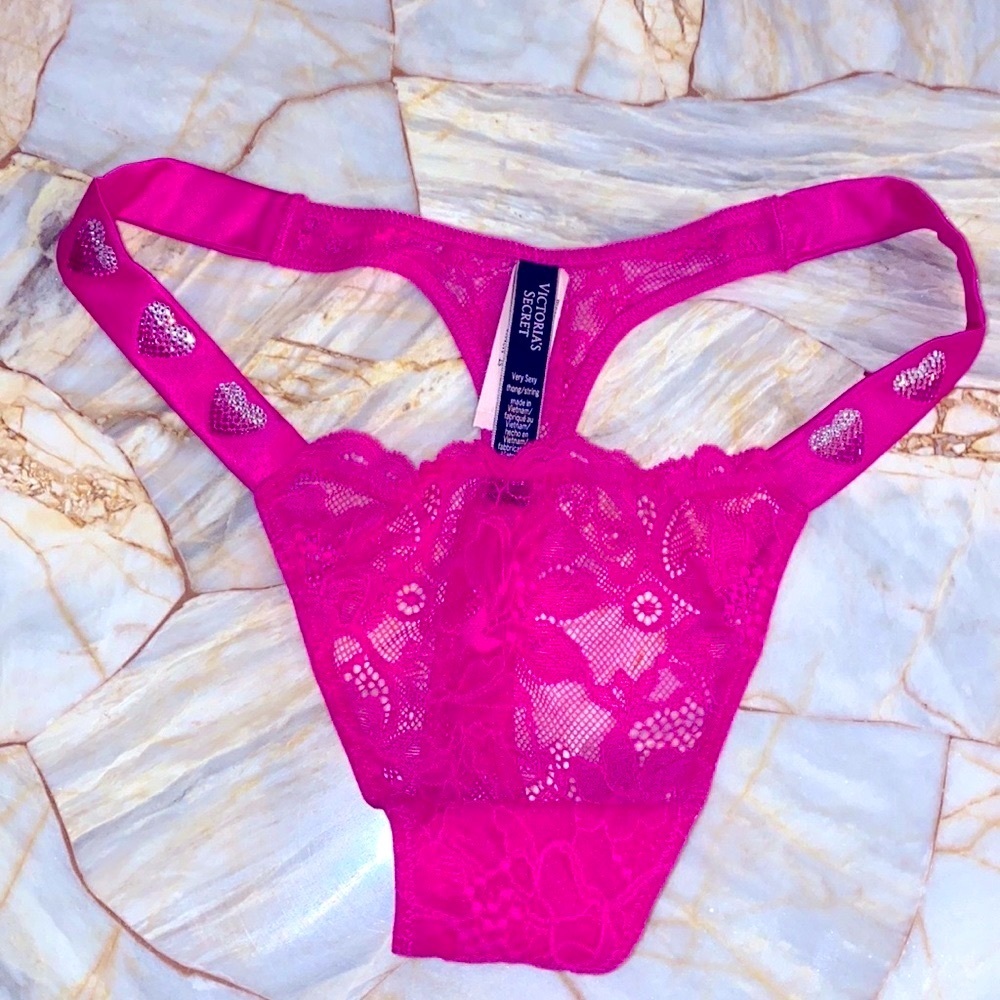 VS VERY SEXY Smooth Lace Shine Strap Thong Panty Large